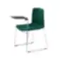 Žalia Pedrali Tweet 894/2 kėdė su metalinėmis kojelėmis ir juoda rašymo lentele